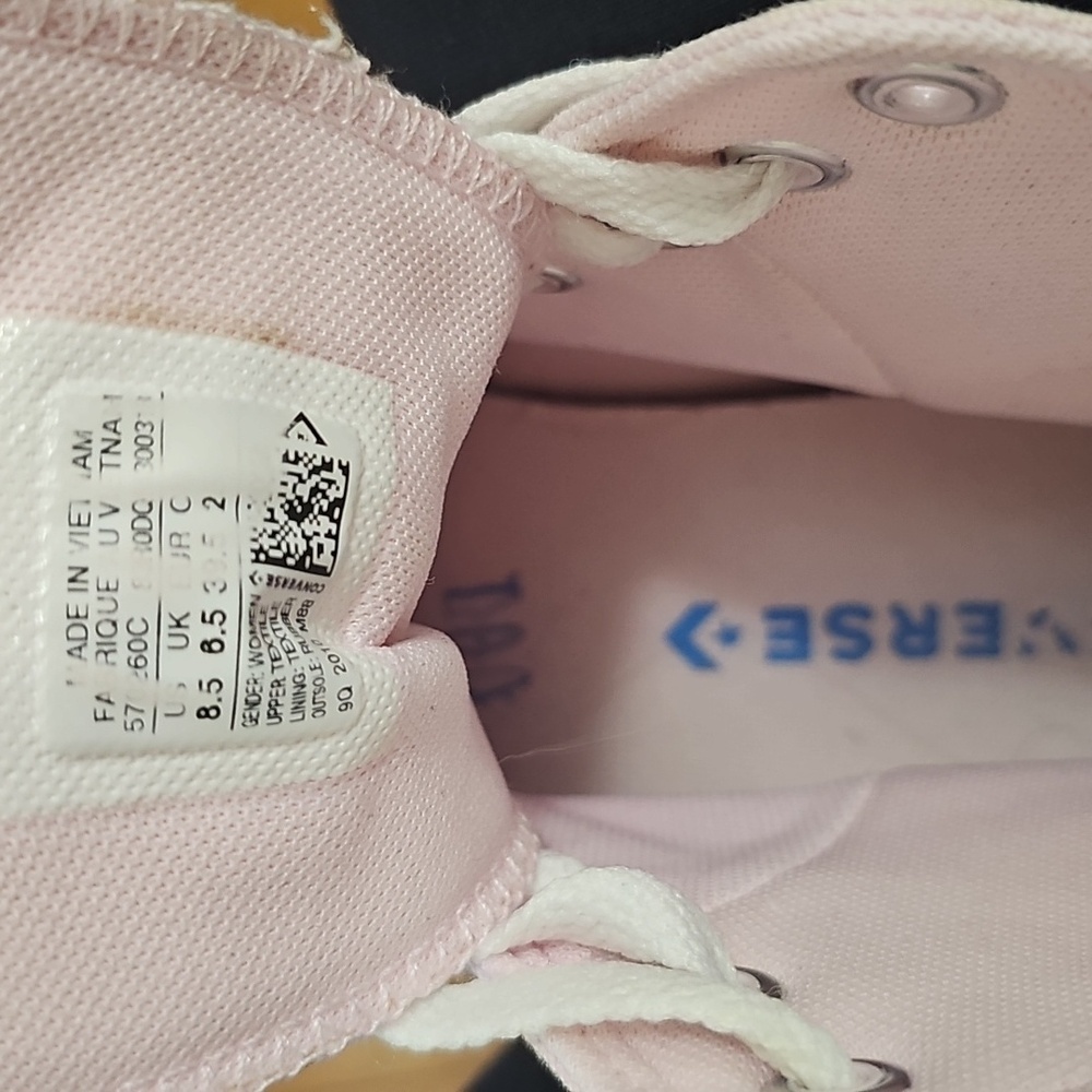 Converse Women's Pink High-Tops with Blue Accents - Picture 7 of 10